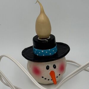Snowman Electric plug In Candle Holder with Hat Decor